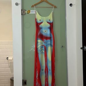 Edgy Green body print Dress